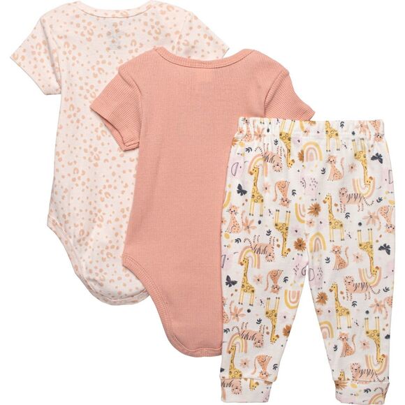 Chick Pea Infant Girls Baby Bodysuit and Joggers Set - 3-Piece, Short Sleeve 3M - Picture 2 of 2